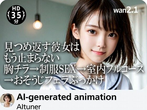 【35分HD】見つめ返す彼女はもう止まらない──胸チラ→制服SEX→室内フルコース→おそうじフェラぶっかけ【AItuner❤3DCG】レビュー5.00